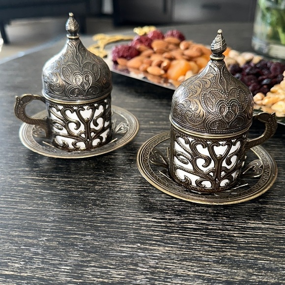 Traditional Ottoman Turkish Coffee Set of 2 - Picture 1 of 8